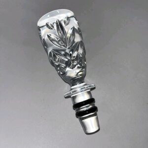 Cashs Annestown 24% Lead Crystal Wine Bottle Stopper W Black Detail New In Box